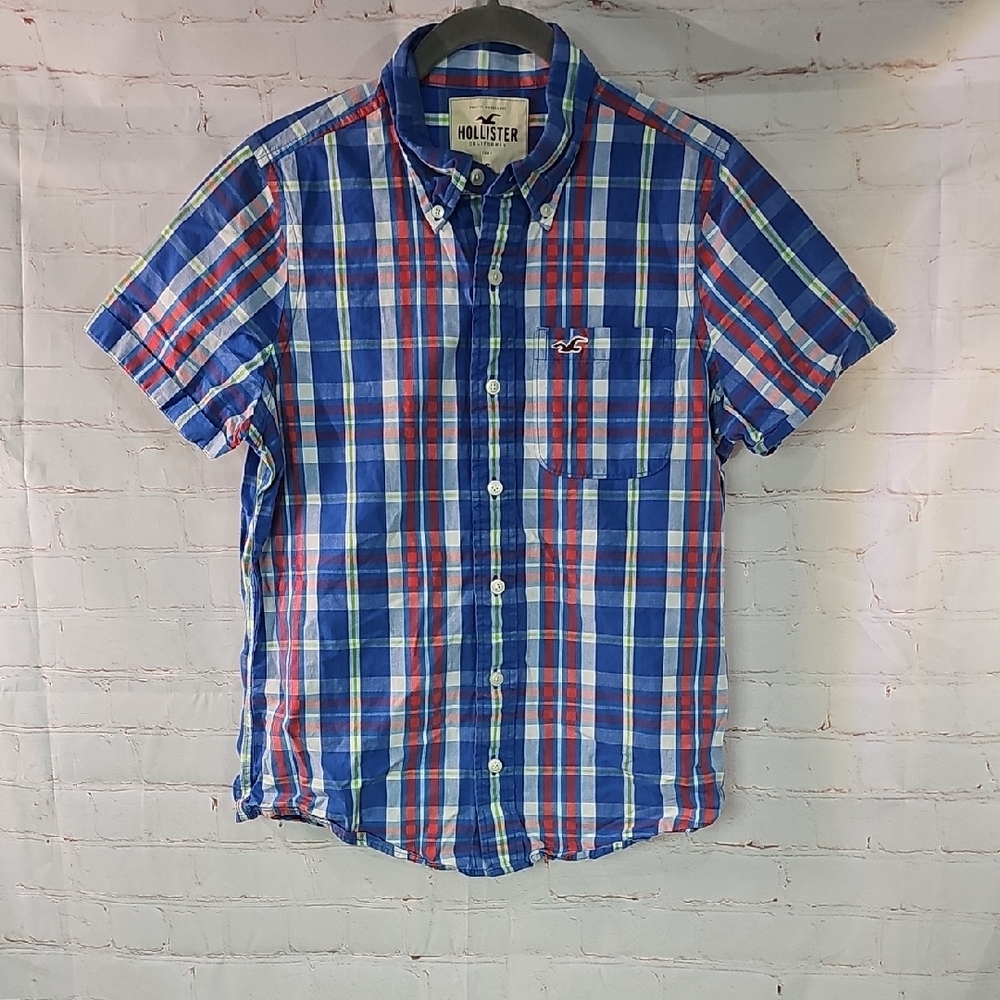 4/$20 Hollister Blue and Red Casual Button Down Shirt
